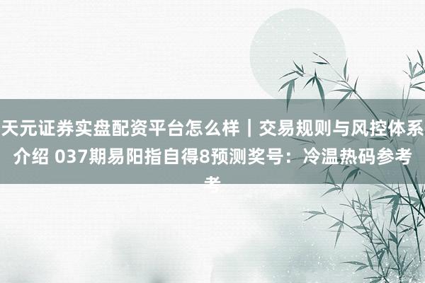 天元证券实盘配资平台怎么样｜交易规则与风控体系介绍 037期易阳指自得8预测奖号：冷温热码参考