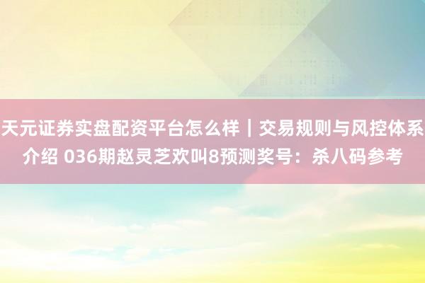 天元证券实盘配资平台怎么样｜交易规则与风控体系介绍 036期赵灵芝欢叫8预测奖号：杀八码参考