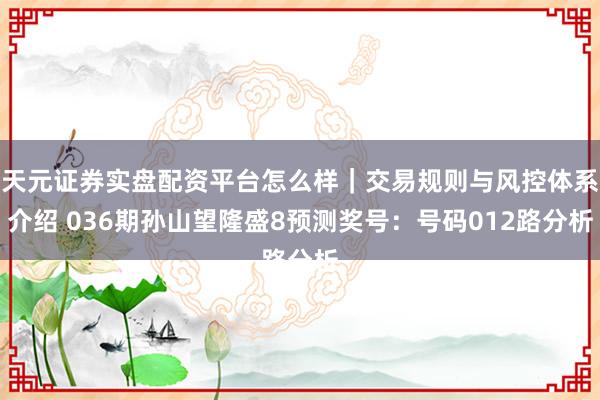 天元证券实盘配资平台怎么样｜交易规则与风控体系介绍 036期孙山望隆盛8预测奖号：号码012路分析