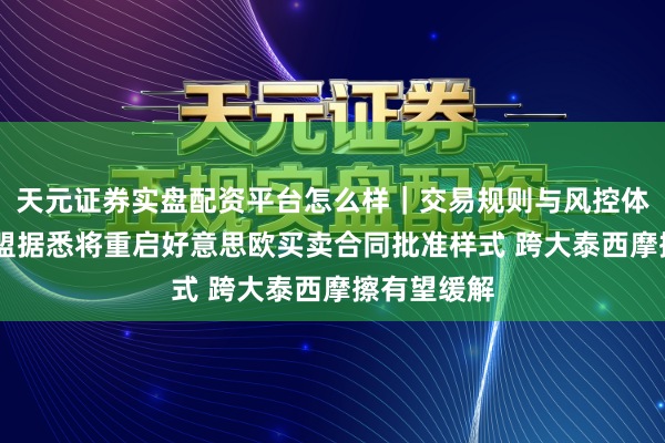 天元证券实盘配资平台怎么样｜交易规则与风控体系介绍 欧盟据悉将重启好意思欧买卖合同批准样式 跨大泰西摩擦有望缓解