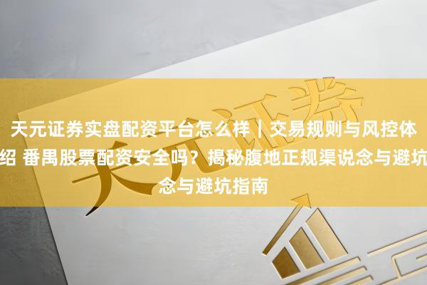 天元证券实盘配资平台怎么样｜交易规则与风控体系介绍 番禺股票配资安全吗？揭秘腹地正规渠说念与避坑指南