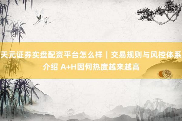 天元证券实盘配资平台怎么样｜交易规则与风控体系介绍 A+H因何热度越来越高