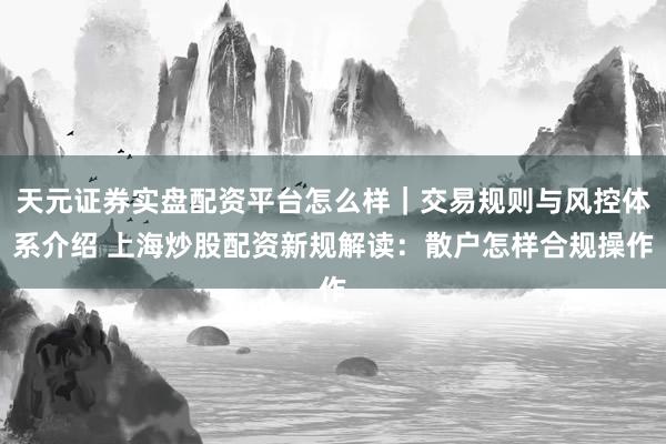 天元证券实盘配资平台怎么样｜交易规则与风控体系介绍 上海炒股配资新规解读：散户怎样合规操作