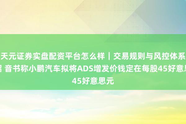 天元证券实盘配资平台怎么样｜交易规则与风控体系介绍 音书称小鹏汽车拟将ADS增发价钱定在每股45好意思元