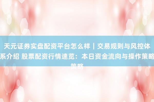 天元证券实盘配资平台怎么样｜交易规则与风控体系介绍 股票配资行情速览：本日资金流向与操作策略