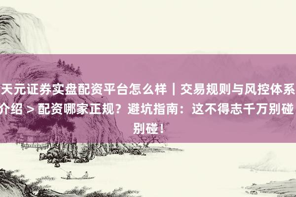 天元证券实盘配资平台怎么样｜交易规则与风控体系介绍 > 配资哪家正规？避坑指南：这不得志千万别碰！