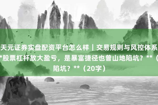 天元证券实盘配资平台怎么样|交易规则与风控体系介绍 **股票杠杆放大盈亏,是暴富捷径也曾山地陷坑?**(20字)
